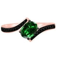 thumbnail image 3 of AoneJewelry Black Diamond and Created Emerald Ring In 14K Rose, White & Yellow Gold, 3 of 5