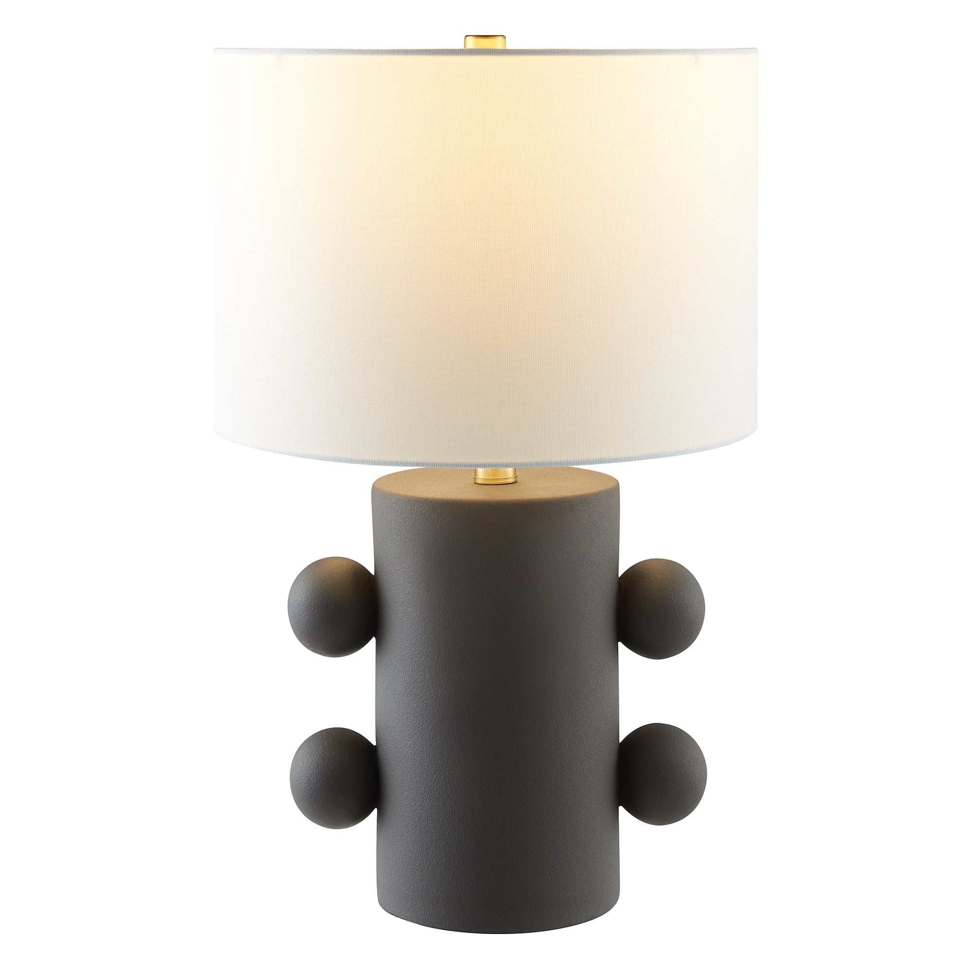 Jurrah 20" Tall Ceramic Table Lamp with Fabric Shade in Matte Black/White