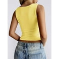 thumbnail image 2 of Women'S Sleeveless Square Neck Tank Top Double Layer Basic Crop Tops Summer Fitness Workout Casual Tops Yellow L, 2 of 5
