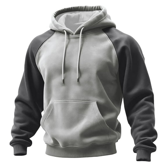 Homeyce Hoodies for Men Fleece Lined Midweight Long Sleeve Hooded Sweatshirt Oversized Casual Workout Basic Y2k Winter Pullover Drawstring Solid Color Streetwear with Pocket,Gray XL