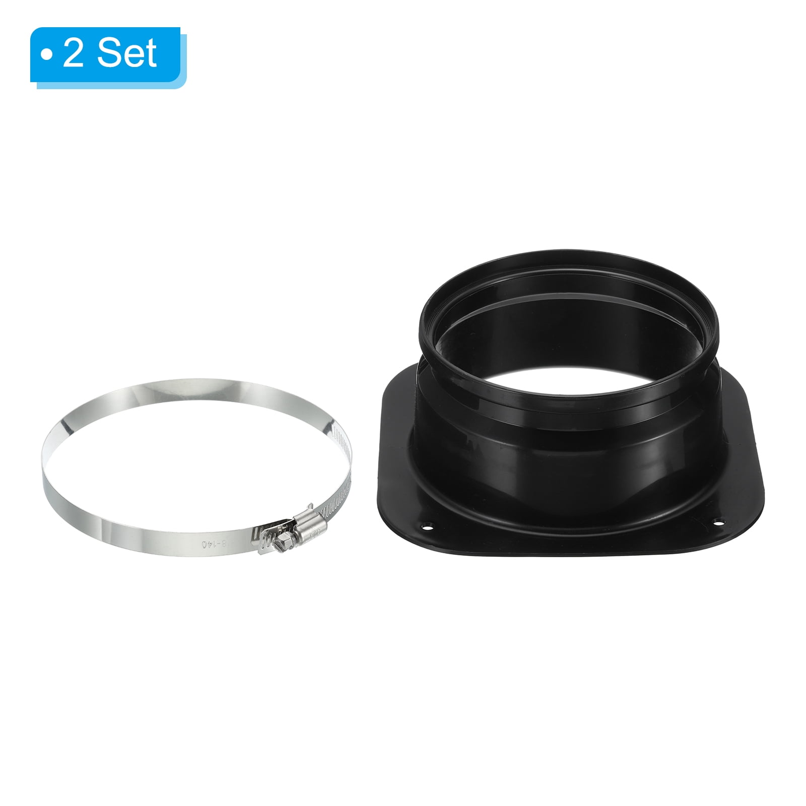 Uxcell 5" Duct Connector Flange 2 Pcs Dryer Vent Wall Plate Square to Round with Clamp for Air Cooling Ventilation