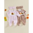 thumbnail image 2 of RUINIXCW Baby Girls Thanksgiving Outfits Long Sleeve Plaid Footed Romper Headband, 2 of 4