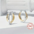 thumbnail image 3 of STYLIISH DOUBLE HOOP EARRINGS -925 Sterling Silver, Hypoallergenic, Unique Color Design, Suitable for Women's Daily Wear, and Versative Jewelry for Sensitive Skin,Two-color,925 Silver, 3 of 11