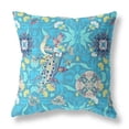 thumbnail image 1 of HomeRoots 411352 20 in. Paon Intérieure et Extérieure Zip Jeter Oreiller&44; Bleu & Turquoise, 1 of 1