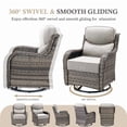 thumbnail image 4 of Patio Wicker 3-Piece Furniture Set Outdoor Rattan Bistro Swivel Rocking Chairs with Side Table Deep Seat Rocker Gliders with 6" Thick Cushions, Beige, 4 of 11