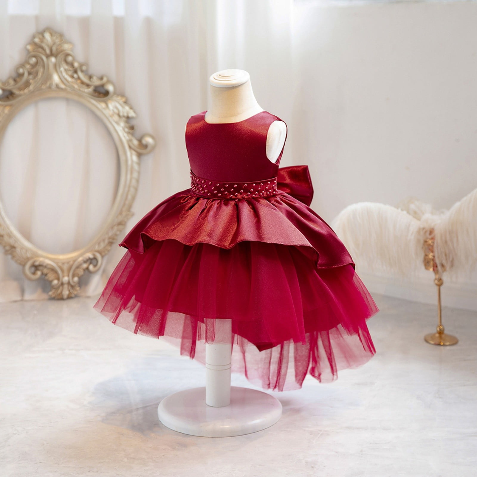 Robe Fille Volant Tulle Robe Tout-Petit Filles Robe de Printemps