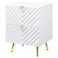 thumbnail image 4 of ACME Table de Chevet en Bois avec 2 Tiroirs en Blanc Brillant, 4 of 7