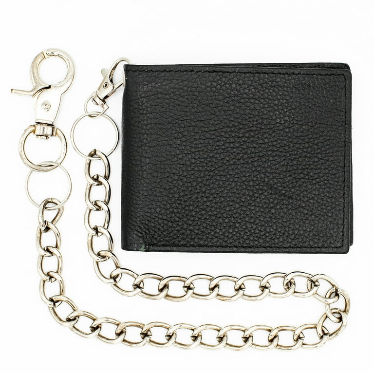 Chain Wallet for Men RFID Safe Black Biker Leather Slim Bi Chain Wallet for Men RFID Safe Black Biker Leather Slim Bi