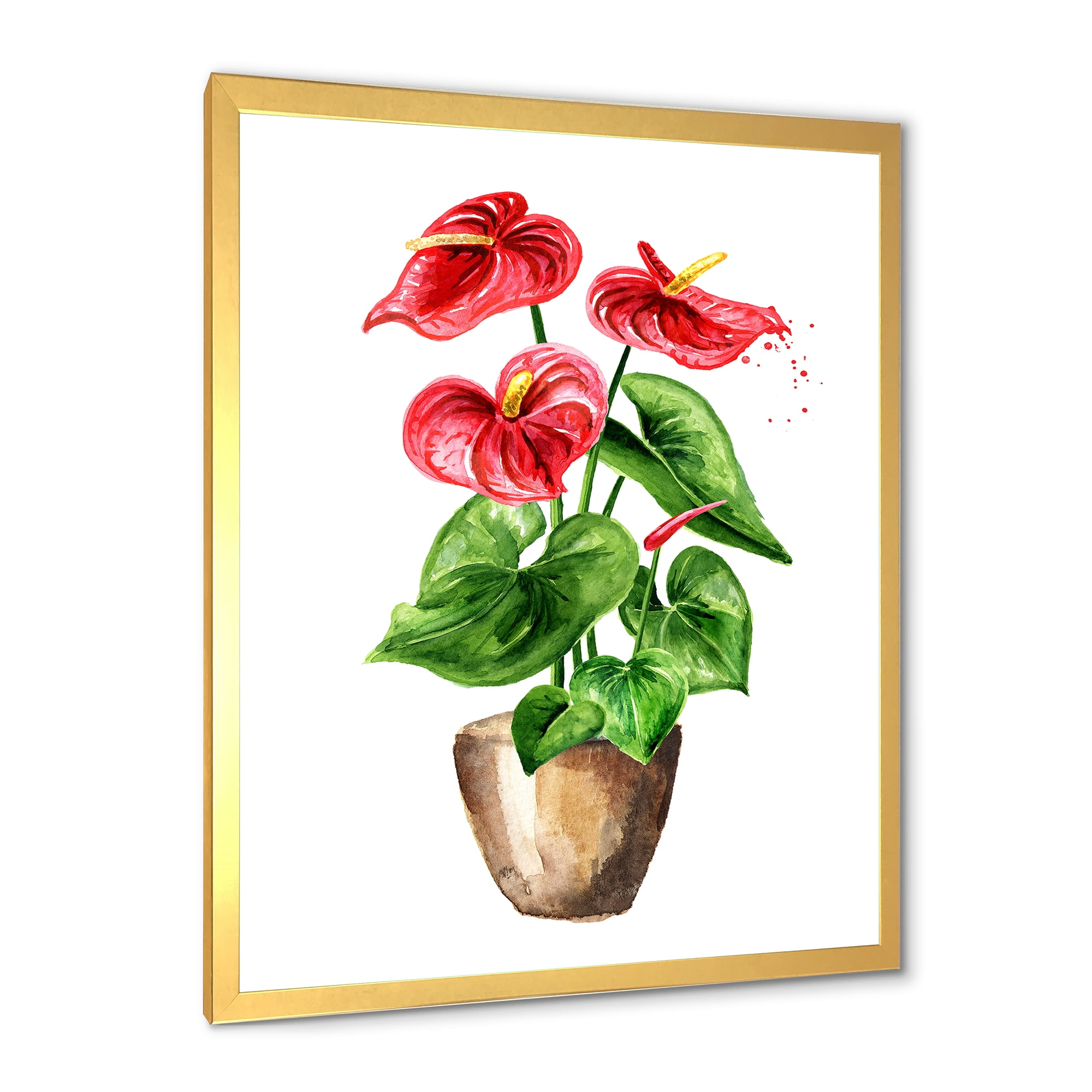 Designart 'Anthurium Tailflower In The Pot' Traditional Framed Art Print