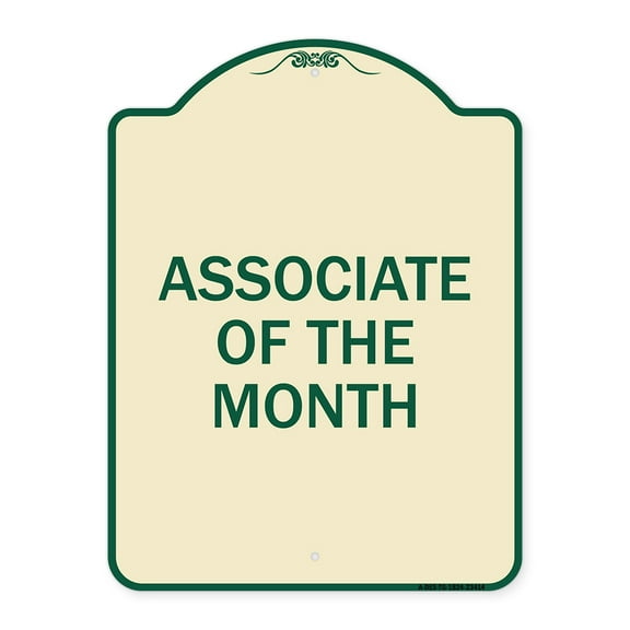 SignMission Designer Series Sign - Associate of the Month | Tan & Green 18" x 24" Heavy-Gauge Aluminum Architectural Sign | Protect Your Business & Municipality | Made in the USA