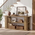 thumbnail image 4 of Tribesigns 63" Farmhouse Console Table, Farmhouse Long Entryway Table With 3 Storage Shelves For Living Room, Hallway, Foyer, Oak Brown, 4 of 8