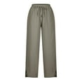 thumbnail image 6 of Tnhcen Women's Plus Size Cotton Wide Leg Pants · Drawstring Waist Palazzo Trousers · Breathable Loose Fit Casual Pant 3XL-5XL · Split Hem Comfort Lounge Wear, 6 of 6