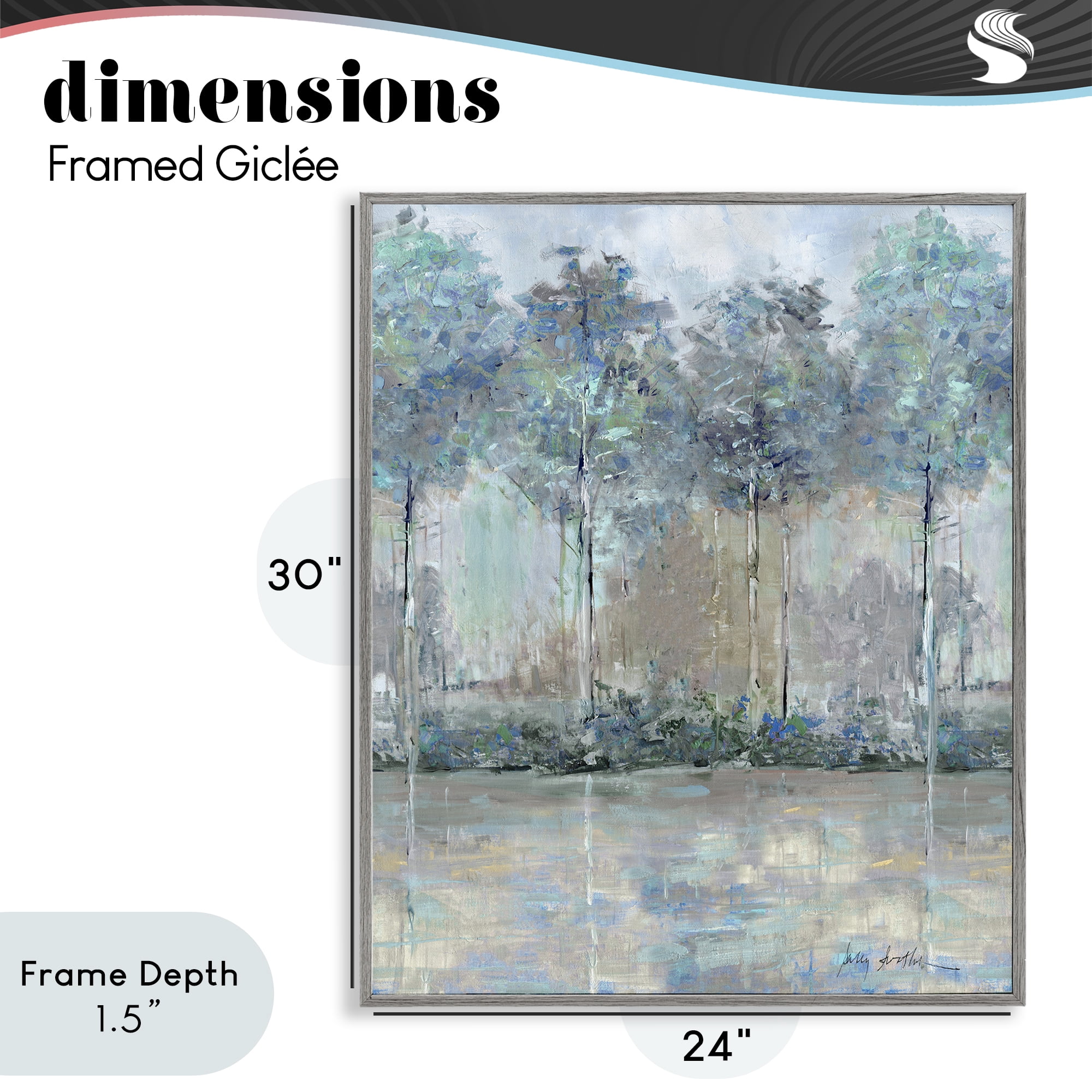 Stupell Industries Subdued Impression of Trees Gray Framed Giclee Art, design by Sally Swatland