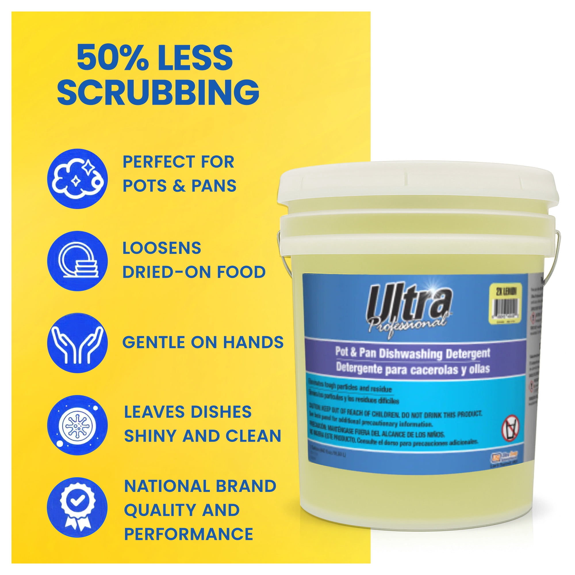 Ultra Professional™ 5 Gal Pot & Pan Dishwashing Detergent, Lemon Scent, Yellow