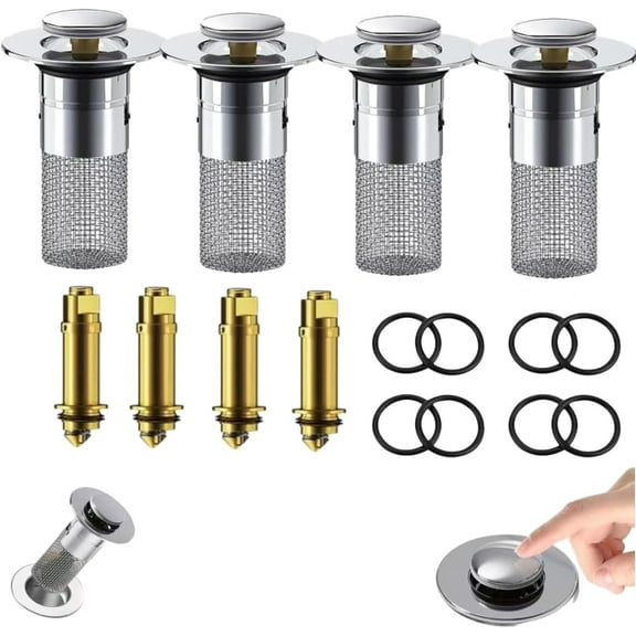 Bathroom Sink Stopper, Bathroom Sink Stopper Hair Catcher, Universal Pop up Sink Drain Filter with Stainless Steel Filter Basket