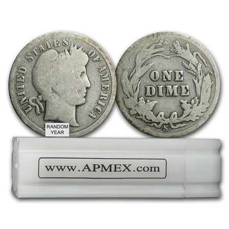 - 90% Silver Barber Dimes 50-Coin Roll Avg Circ