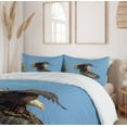 thumbnail image 5 of Ambesonne Idaho Duvet Cover Set, American Bald Eagle Photo, 2-Calking, Olive Green and Sky Blue, 5 of 6