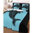 thumbnail image 2 of Quilts Twin XL Size, Black Blue Dolphin Soft Comforter Bedding Set for Bed, Summer Beach Coastal Modern Art Lightweight Quilted Bedspread with Pillow Cover(2 Pieces) for All Season, 68x98 Inch, 2 of 6
