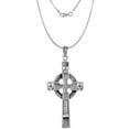 thumbnail image 3 of Large 2 1/4 inch Sterling Silver Celtic Cross Necklace High Cross for Men Diamond-Cut Oxidized finish 18 inch BX_24, 3 of 4