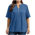 thumbnail image 3 of Horkkom Plus Size Tops for Women Summer V Neck Short Sleeve Tops Casual Loose Solid Color Tunic Tops XL, 3 of 6