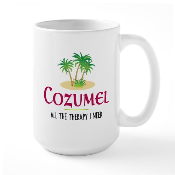CafePress - Cozumel Therapy Large Mug - 15 oz Ceramic Large White Novelty Mug