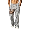 thumbnail image 2 of Dwelliawo Men's Baggy Camo Pants Camouflage Sweatpants with Pockets,Camo Cargo Joggers for Gym Workout & Hiking Gray 2xL, 2 of 6