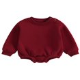 thumbnail image 1 of Combinaison pour Bébé Garçon Fille en Molleton, Chandail à Col Rond, Combinaison, Uni, Manches Longues, Chandail Bouffant, Cache-Couche, Tenue d'Automne Hiver, 1 of 9