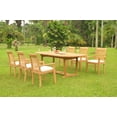 thumbnail image 4 of Grade-A Teak Dining Set: 6 Seater 7 Pc: 94" Mas Oval Trestle Leg Table And 6 Mas Stacking Arm Chairs Outdoor Patio WholesaleTeak #WMDSMS26, 4 of 4