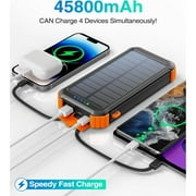 45800mAh Solar Power Bank 15W Fast Charging, Solar Charger Compatible for iPhone, Android Phone