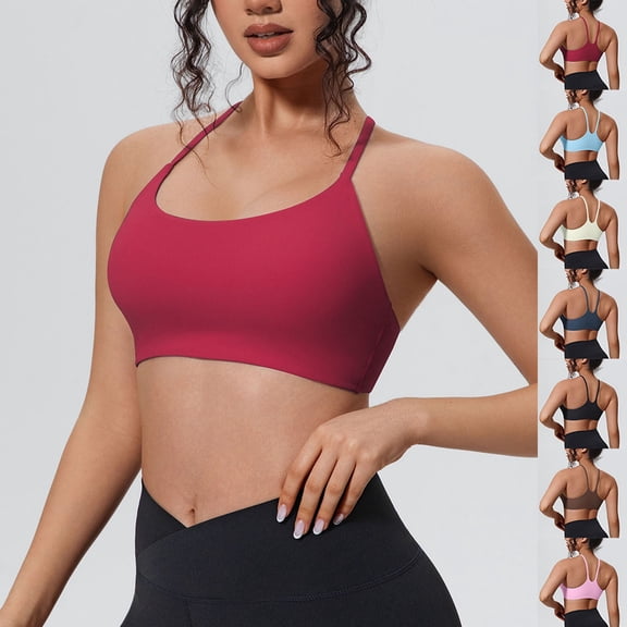 Naittoop Women's Sports Bra Halter Workout Sports Bra Strappy Criss Cross Back Bra Removable Padded Yoga Crop Top