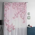 thumbnail image 5 of Cherry Blossom Semi Sheer Curtains Drapes for Living Room, Bedroom, French Doors Window 96 Inches Long, Gradient Tree Pink Flower Plant Rod Pocket Chiffon Curtain Drapery Voile Draperies Panel, 5 of 6