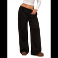 thumbnail image 1 of Pantalones Deportivos de Pierna para Mujer, Holgados, con Cordón, de Cintura Alta y Bolsillos Negro XL, 1 of 10
