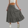 thumbnail image 4 of Women Pleated Skirts A-line Long Flowy Fashion Loose Casual Comfy Solid Long Skirts Elastic Waist, 4 of 6