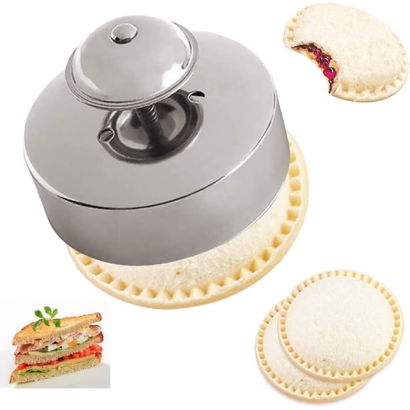 Food-Grade 304 Stainless Steel Sandwich Sealer and Cutter - Uncrustable Sandwich Maker/PBJ Cutter
