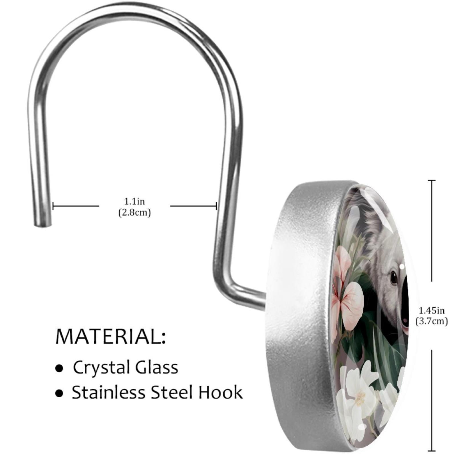 HemaKayy 12 Pcs Decorative Shower Curtain Hooks - Stainless Steel Rings for Bathroom Décor - Easy Glide & Secure Hold - Perfect Decoration for Bathroom Shower Rods - Koala Bear Animal