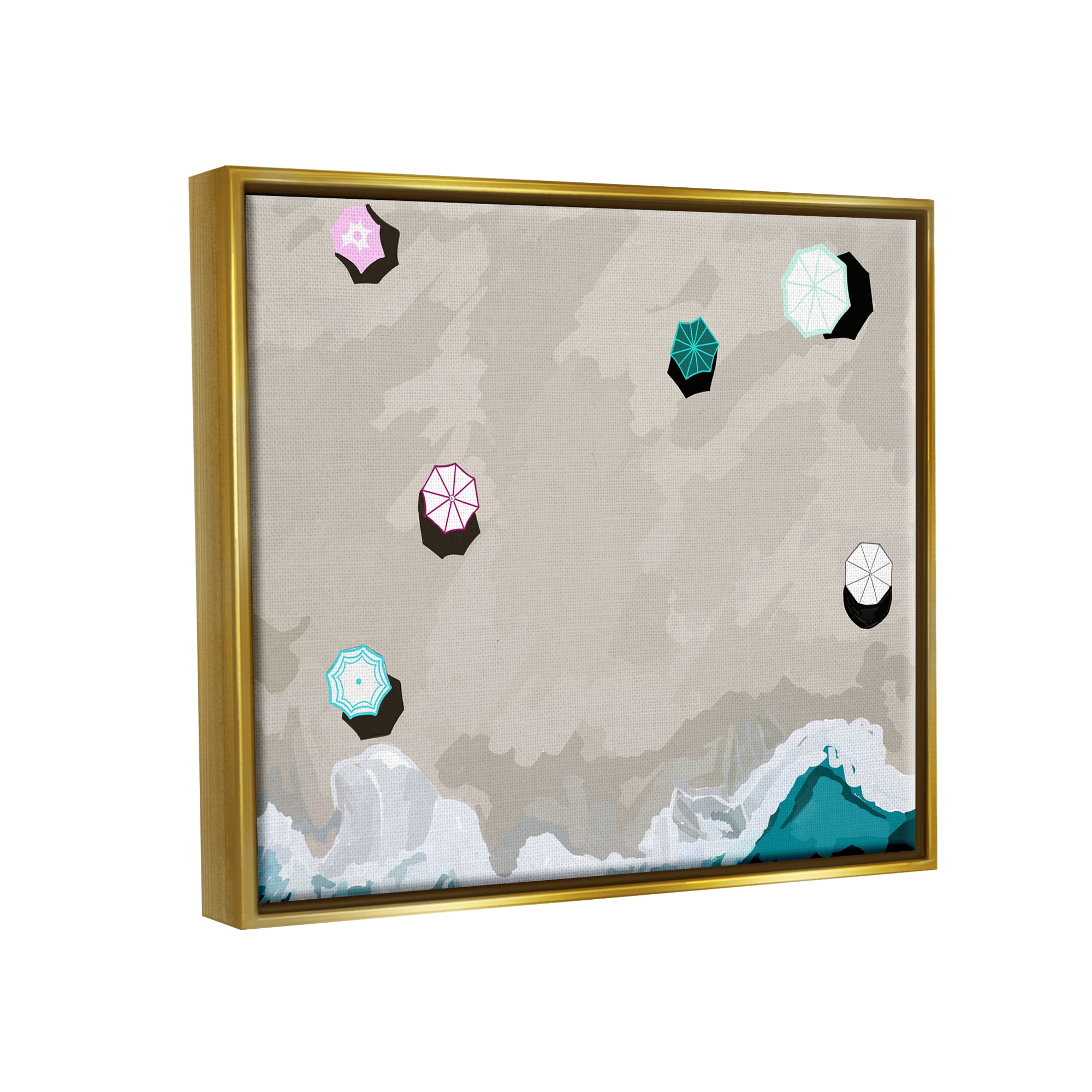 Stupell Industries Aerial View Shoreline Nature Painting Gold Floater Framed Art Print Wall Art, 31 x 25