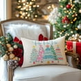 thumbnail image 4 of Blue Christmas Throw Pillow Covers 12 x 20 Inch Set of 4, Xmas Trees Truck Merry and Bright Striped Holiday Farmhouse Decorative Cushion Cases for Home Decoration G597-12, 4 of 5