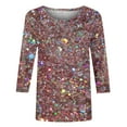 thumbnail image 5 of Bowake Hauts à Paillettes Manches 3/4 pour Femmes, T-Shirt de Fête à Paillettes Tendance, Col Rond, Décontracté, Multicolore 11, 5 of 5