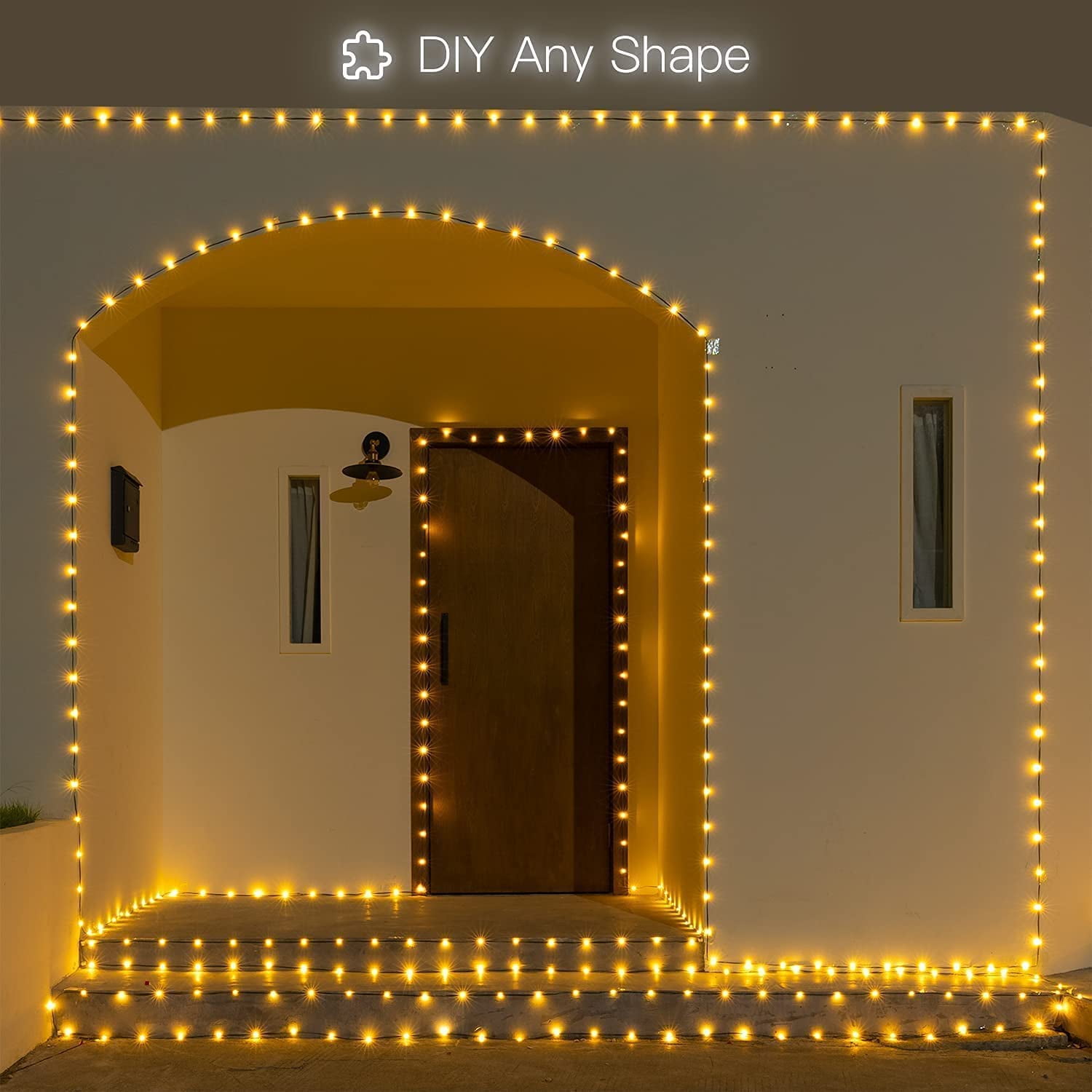 GooingTop LED Christmas Lights Outdoor,Total 108ft 200 LED Christmas Lights Plug in with 8 Modes,UL-Listed Warm White Christmas Twinkle Lights for Room Patio Wedding Christmas Outdoor Decor