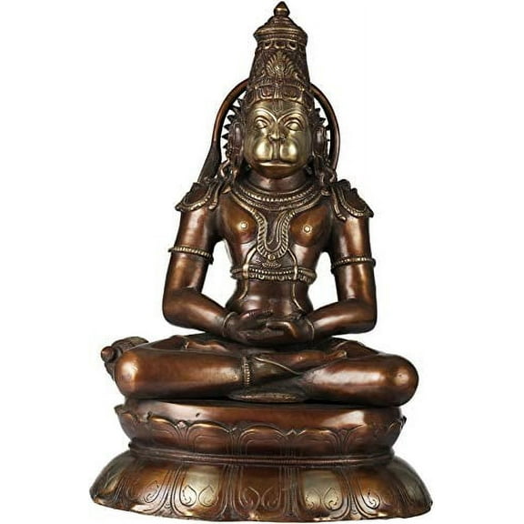 Exotic India Lord Hanuman in Dhyana - Brass Sculpture