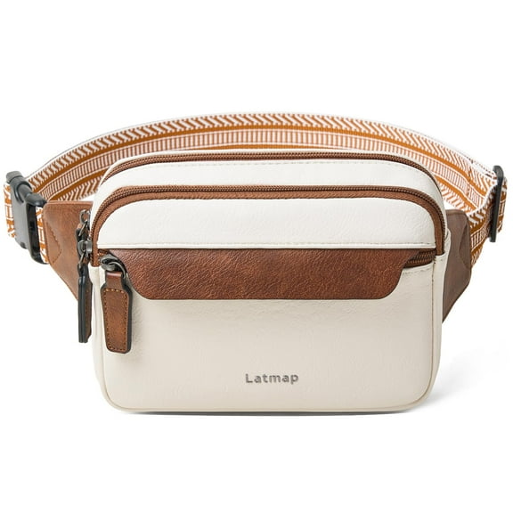 LATMAP 3L Fanny Packs for Women for Travel Workout, Beige