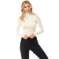 thumbnail image 5 of MixMatchy Women's Long Sleeve Turtle Neck Fitted Crop Ribbed Knit Sweater, 5 of 7