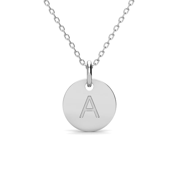 Cate & Chloe Summer Collection 18k White Gold Plated Engraved Initial Pendant Necklace for Women