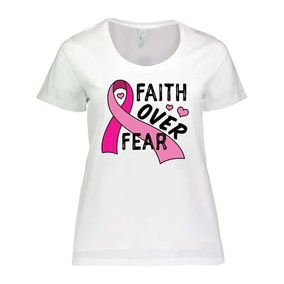 Inktastic Breast Cancer Awareness Faith over Fear Women's Plus Size T-Shirt