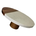 thumbnail image 4 of Toytexx Marble and Wood Cake Stand, 9.75 Inch Round Dessert Display Pedestal, Acacia Wood Base with Marble-Look Top and Gold Inlay, 4 of 5