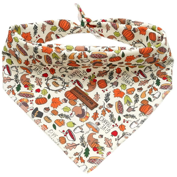 Bandana para perro, elegante estampado de pavo de Acción de Gracias con forma de cola pequeña