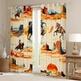 thumbnail image 2 of Castle Fairy Western Cowboy Black Out Curtains for Female Men,Blue Orange Curtains Pack of 2 (42x63 Each),Exotic Style Bedroom Curtains,Ultra Soft Home Decor, 2 of 6