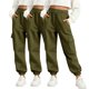 thumbnail image 2 of Pantalones deportivos largos para niños, 3 piezas, color sólido, cintura elástica con bolsillos laterales, ajustados, de poliéster, 2 of 5