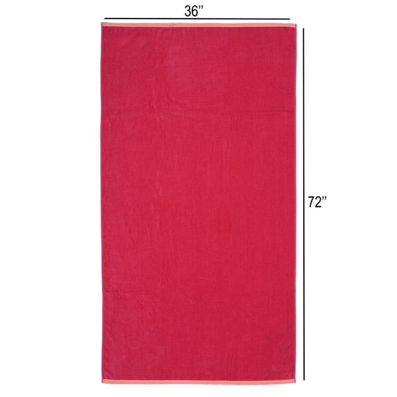 Serviette de plage réversible unie Mainstays, rose/orange, 1 pièce, 91,4 cm x 182,9 cm