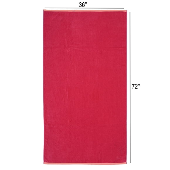 Mainstays Solid Reversible Beach Towel, Pink/Orange, 1 Piece, 36" x 72"